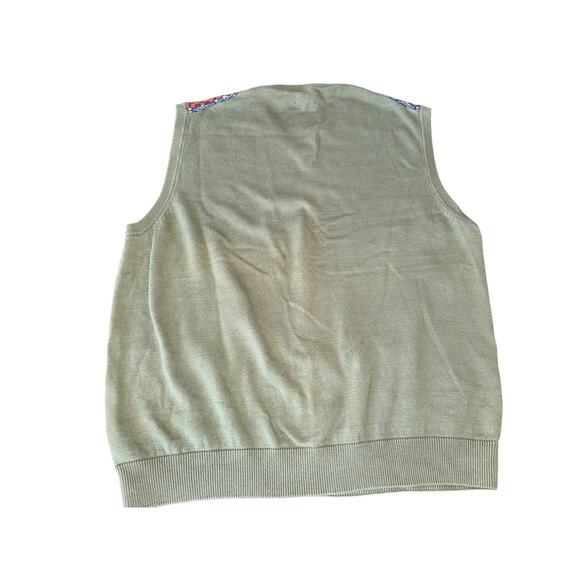 Chaps XXL Fair Isle Sweater Vest Olive V Neck Cotton Nordic Pattern Grandpacore - Picture 4 of 6